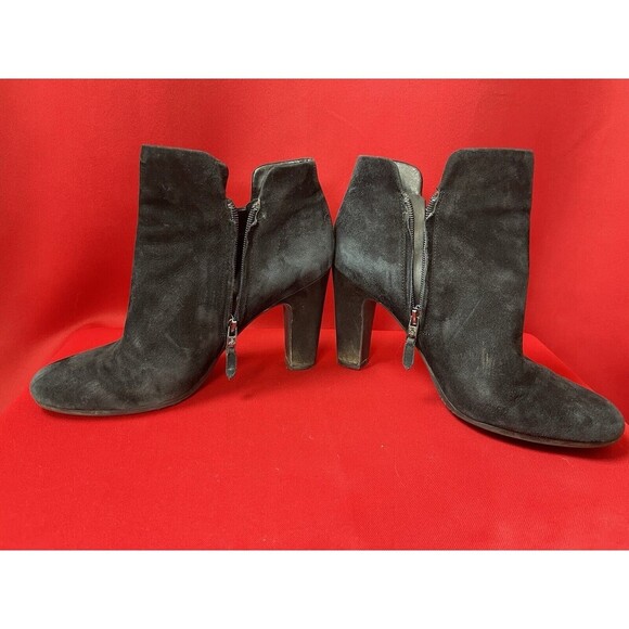 Sam Edelman Women’s Black Leather Zip Ankle Booties Suede Heel Boots size 8.5 - Picture 4 of 6